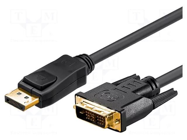 Cable; DisplayPort plug,DVI-D (24+1) plug; Len: 3m; black; black Goobay MC.2300.1112.030BK