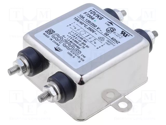 Filter: anti-interference; single-phase; 250VAC; Ioper.max: 10A TE Connectivity 10VK6