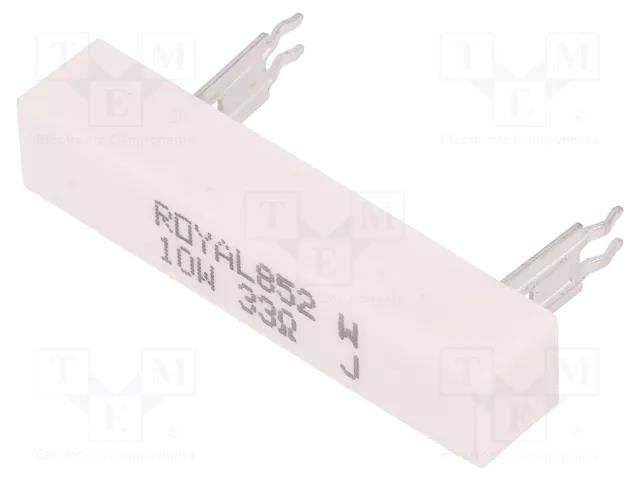 Resistor: wire-wound; THT; 33Ω; 10W; ±5%; Ø7x24mm; 10x9x49mm ROYALOHM PRZDAWJW330B00