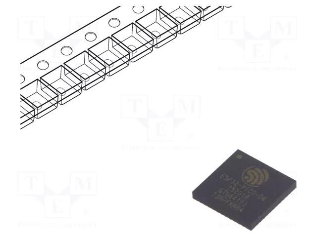 IC: SiP; Bluetooth Low Energy,WiFi; SMD; QFN48; 7x7mm; 4MBFLASH ESPRESSIF ESP32-PICO-D4