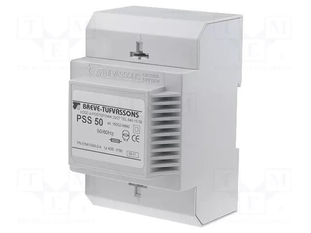 Transformer: mains; 50VA; 230VAC; 12V; 12V; Leads: terminal block BREVE TUFVASSONS PSS50/230/12-12V