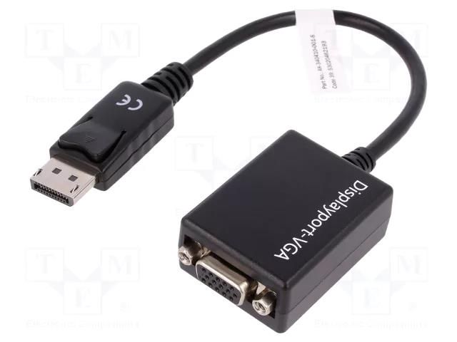 Converter; D-Sub 15pin HD socket,DisplayPort plug; 150mm; black DIGITUS AK-340410-001-S