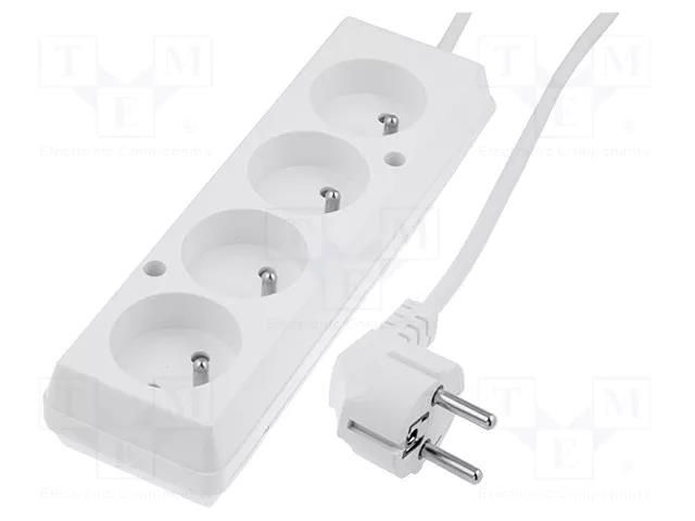 Extension lead; 3x1.5mm2; Sockets: 4; PVC; white; 5m; 16A JONEX PS-470/1.5-5.0