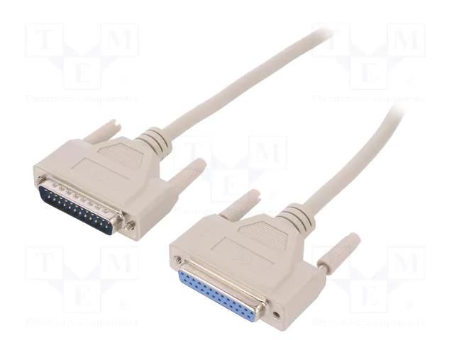 Cable; D-Sub 25pin socket,D-Sub 25pin plug; 3m; beige; Core: Cu DIGITUS AK-610201-030-E