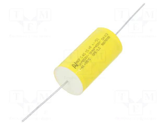 Capacitor: polyester; 1.5uF; 450VAC; 850VDC; ±5%; Ø24.5x44mm; THT KEMET C4GAMUD4150AA1J