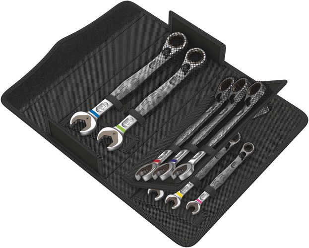6001 Joker Switch 11 Set 1 Ratcheting combination wrenches set, 1 x 8x144; 1 x 10x159; 1 x 11x165.0; 1 x 12x171; 1 x 13x179; 1 x 14x187; 1 x 15x199; 1 x 16x213; 1 x 17x225; 1 x 18x234; 1 x 19x246; 1 x 240.0x50.0, Wera 05020091001