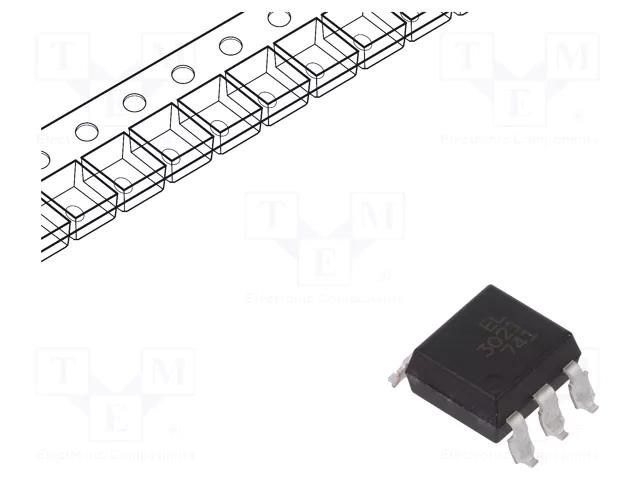 Optotriac; 5kV; triac; Gull wing 6; Ch: 1; EL302X; 100V/μs EVERLIGHT EL3021S-TA