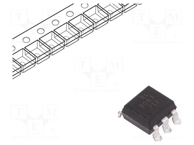 Optotriac; 5kV; zero voltage crossing driver; Gull wing 6; Ch: 1 EVERLIGHT EL3083S-TA