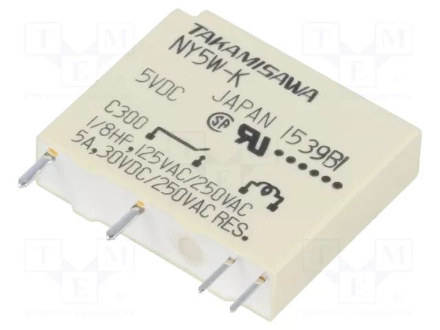 Relay: electromagnetic; SPST-NO; Ucoil: 5VDC; 5A; 5A/250VAC; NY FCL Components NY-5W-K