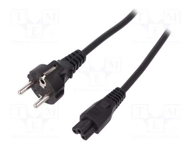 Cable; CEE 7/7 (E/F) plug,IEC C5 female; 1.8m; black; 10A; 250V DIGITUS AK-440103-018-S