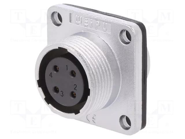 Socket; WS; female; PIN: 4; flange (4 holes),for panel mounting WEIPU WS16K4ZZ