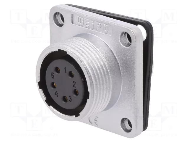 Socket; WS; female; PIN: 5; flange (4 holes),for panel mounting WEIPU WS16K5ZZ