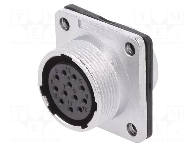 Socket; WS; female; PIN: 12; flange (4 holes),for panel mounting WEIPU WS20K12ZZ