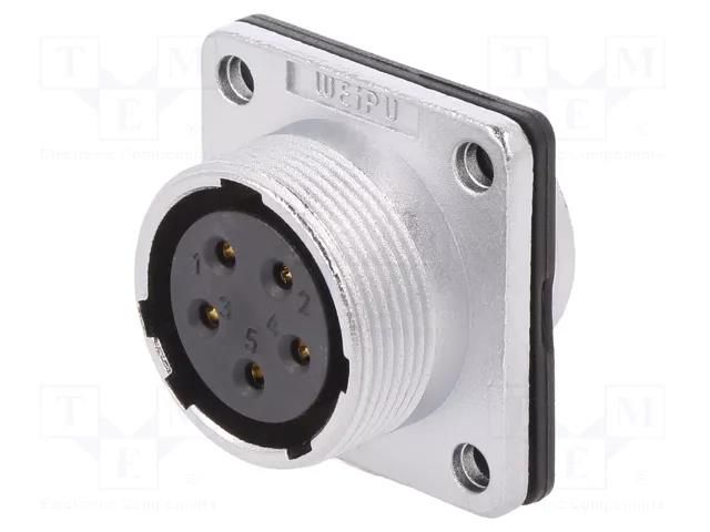 Socket; WS; female; PIN: 5; flange (4 holes),for panel mounting WEIPU WS20K5ZZ