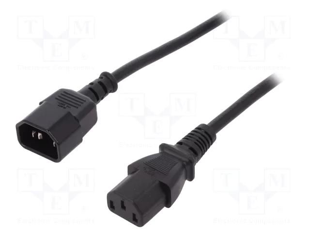 Cable; IEC C13 female,IEC C14 male; 1.8m; black; 10A; 250V DIGITUS AK-440201-018-S