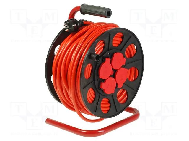 Extension lead; 3x1.5mm2; reel; Sockets: 4; PVC; orange; 50m; 10A JONEX PS-BT/IP44/50-1.5