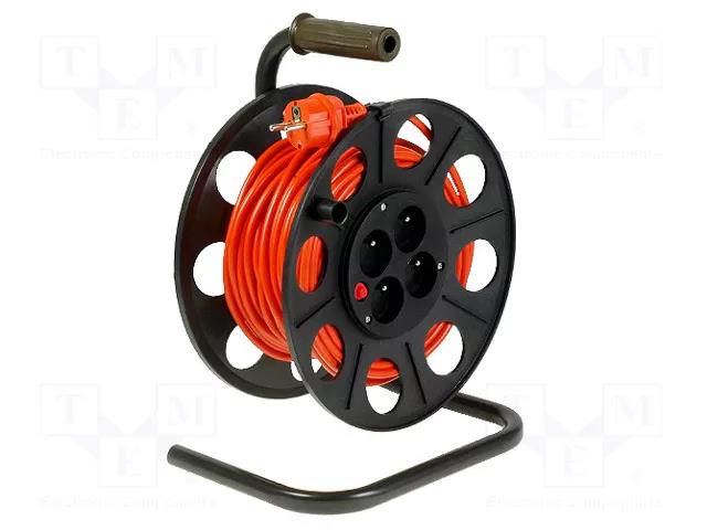 Extension lead; 3x1.5mm2; reel; Sockets: 4; PVC; orange; 15m; 10A JONEX PS-B2T/15-1.5