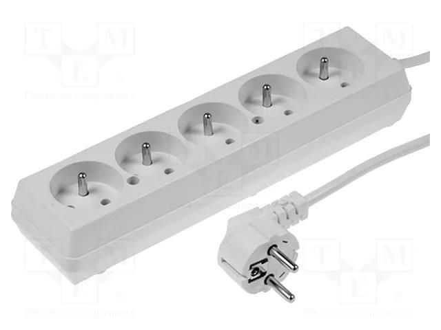 Extension lead; 3x1.5mm2; Sockets: 5; PVC; white; 1.5m; 16A JONEX PS-570/1.5-1.5