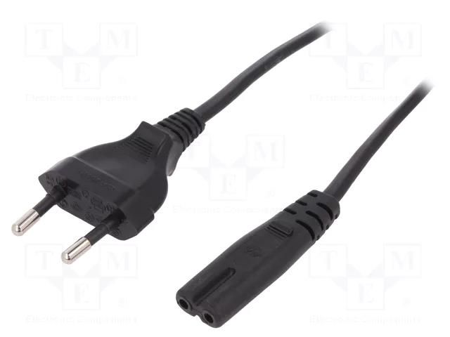 Cable; CEE 7/16 (C) plug,IEC C7 female; 1.8m; Sockets: 1; black DIGITUS AK-440104-018-S