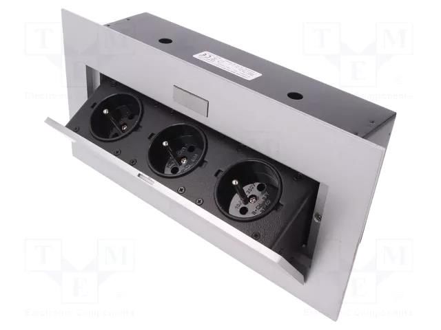 Plug socket strip: furniture; IP20; 16A; 2500W; silver; 223x108mm ORNO OR-AE-1371/G