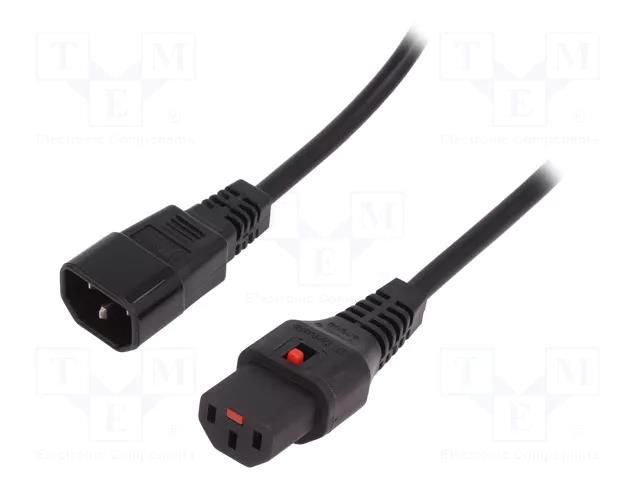 Cable; IEC C13 female,IEC C14 male; PVC; 3.5m; black; 10A; 250V IEC LOCK IEC-PC1069