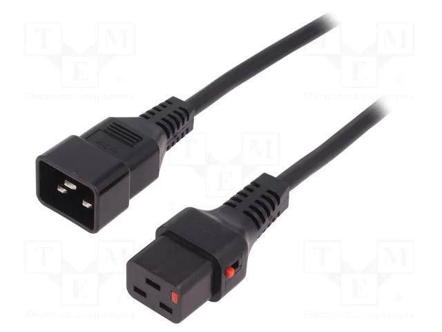 Cable; IEC C19 female,IEC C20 male; PVC; 2m; black; 16A; 250V IEC LOCK IEC-PC1285