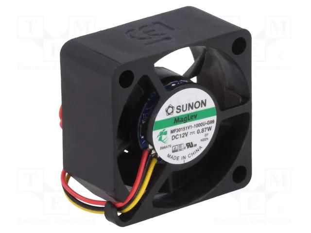 Fan: DC; axial; 12VDC; 30x30x15mm; 10.14m3/h; 27dBA; Vapo; 9500rpm SUNON MF30151V1-G99-A