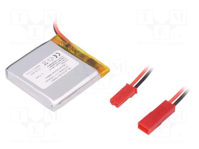 Re-battery: Li-Po; 3.7V; 1000mAh; cables,JST SYR-02T socket CELLEVIA BATTERIES ACCU-LP753636/CL