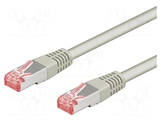 Patch cord; RJ45 plug,both sides; S/FTP; 6a; stranded; Cu; LSZH Goobay S/FTP6A-CU-010GY