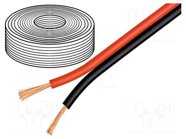 Wire: loudspeaker cable; 2x0.75mm2; stranded; OFC; black-red Goobay SC-CU2X0.75-RB025