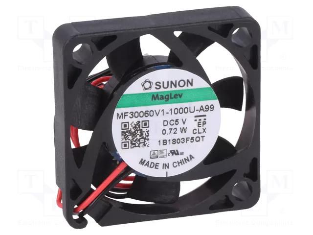 Fan: DC; axial; 5VDC; 30x30x6mm; 8.28m3/h; 23.6dBA; Vapo; 9100rpm SUNON MF30060V1-A99-A