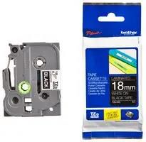 TAPE, WHITE ON BLACK, 18MM W, 8M L TZE-345