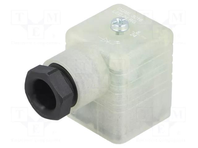 Connector: valve connector; plug; form A; 18mm; female; PIN: 4; M16 HIRSCHMANN GDML3016LED24RG