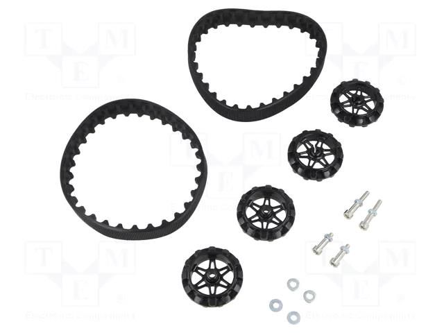 Tracks; Kit: 4 wheels,nut x2,washer x2,screw x4; black; Ø: 35mm POLOLU POLOLU-3033