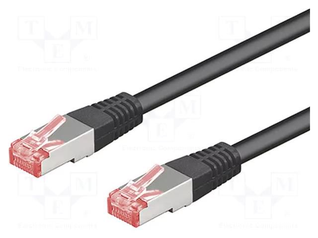 Patch cord; RJ45 plug,both sides; S/FTP; 6a; stranded; Cu; LSZH Goobay S/FTP6A-CU-010BK