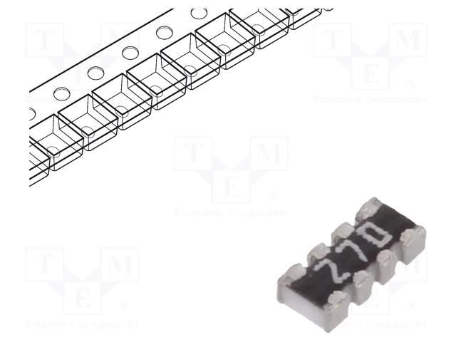Resistor network: Y; ±5%; 27Ω; No.of resistors: 4; -55÷155°C; SMD YAGEO YC124-JR-0727RL