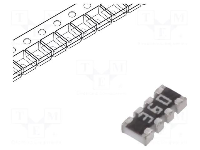 Resistor network: Y; SMD; 36Ω; ±5%; 62.5mW; No.of resistors: 4 YAGEO YC124-JR-0736RL