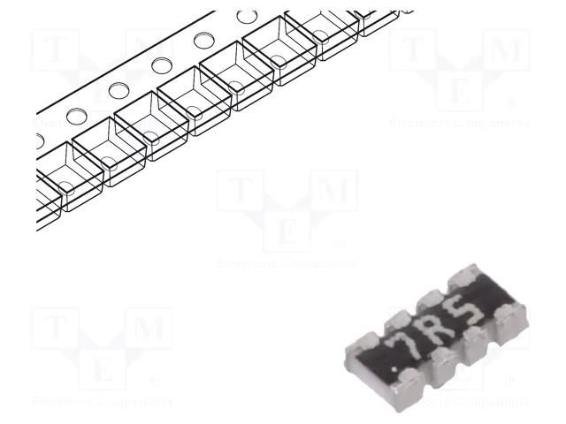 Resistor network: Y; SMD; 7.5Ω; ±5%; 62.5mW; No.of resistors: 4 YAGEO YC124-JR-077R5L