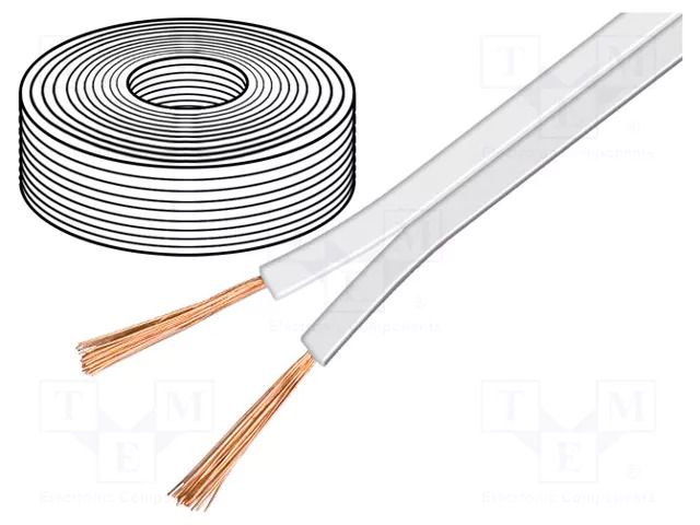 Wire: loudspeaker cable; 2x0.5mm2; stranded; OFC; white GOOBAY SC-CU2X0.50-WH010
