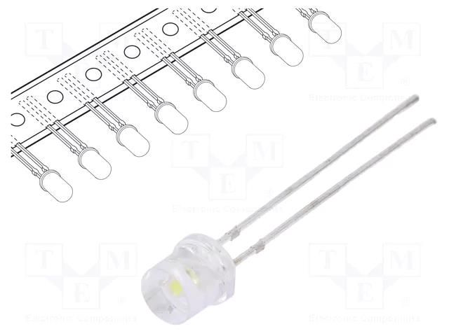 LED; 5mm; white cold; 500÷1120mcd; 140°; Front: flat; 3.1÷3.6VDC OPTOSUPPLY OSPW53E1A-T-JK