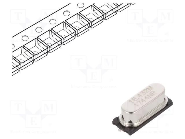 Resonator: quartz; 18.432MHz; ±20ppm; 16pF; SMD; HC49SM IQD FREQUENCY PRODUCTS 18.4320M-SMDHC49R