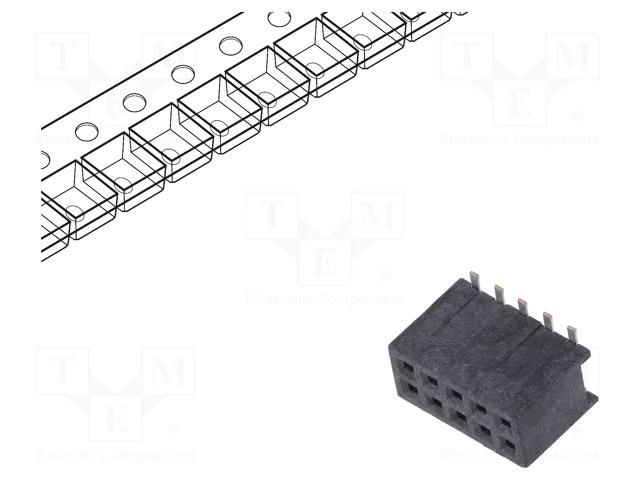 Connector: pin strips; socket; Minitek127®; female; PIN: 10; 1.27mm AMPHENOL COMMUNICATIONS SOLUTIONS 20021321-00010C4LF