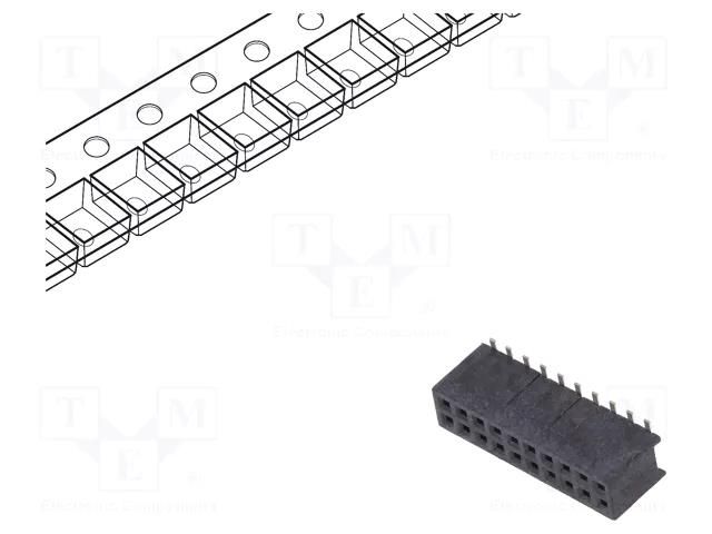 Connector: pin strips; socket; Minitek127®; female; PIN: 20; 1.27mm AMPHENOL COMMUNICATIONS SOLUTIONS 20021321-00020C4LF