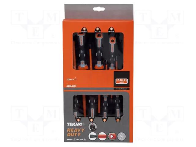 Kit: screwdrivers; insulated; 1kVAC; Phillips,slot; bag; 7pcs. BAHCO SA.202.033