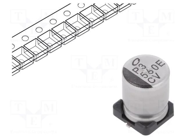 Capacitor: electrolytic; low ESR; SMD; 560uF; 25VDC; Ø8x10mm; ±20% NICHICON UCV1E561MNL1GS