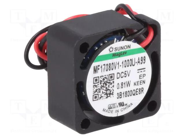 Fan: DC; axial; 5VDC; 17x17x8mm; 1.52m3/h; 21.5dBA; Vapo; 21000rpm SUNON MF17080V1-A99-A