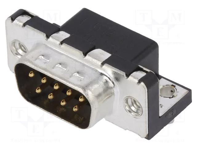 Connector: D-Sub; PIN: 9; socket; male; on PCBs,PCB snap; THT; 5A AMPHENOL COMMUNICATIONS SOLUTIONS LD09P33E4GX00LF