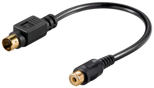 Video Cable Adapter, S-Video to Composite, 0.2 m - Mini-DIN 4 male (S-Video) > RCA female 60845