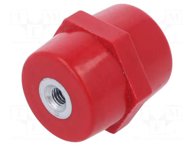 Support insulator; L: 16mm; Ø: 12mm; Uoper: 250V; UL94V-0; Body: red MOREK MIA1604O14