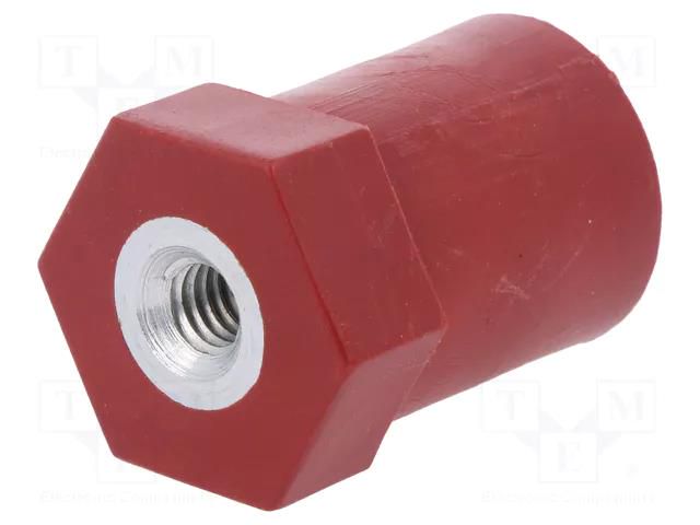 Support insulator; L: 16mm; Ø: 20mm; Uoper: 400V; UL94V-0; Body: red MOREK MIB1606D20